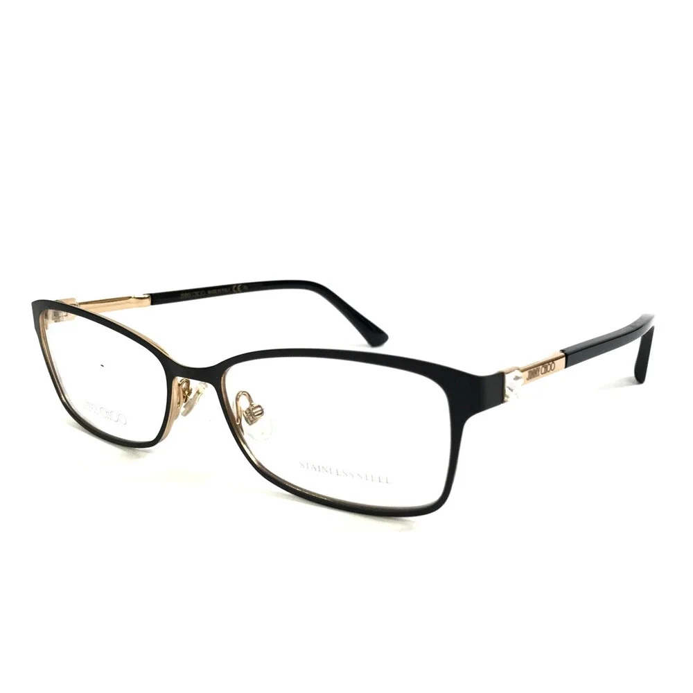 Jimmy Choo Eyeglasses Frames JC288 807 Matte Black Shiny Gold Crystals 54-16-140